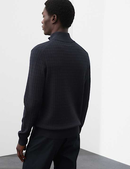 Performance Checked Texture Half Zip Jumper