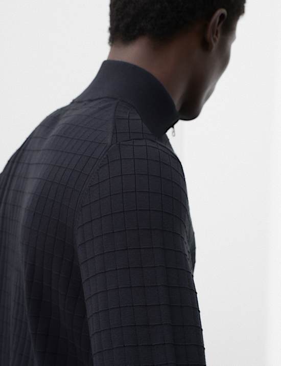 Performance Checked Texture Half Zip Jumper