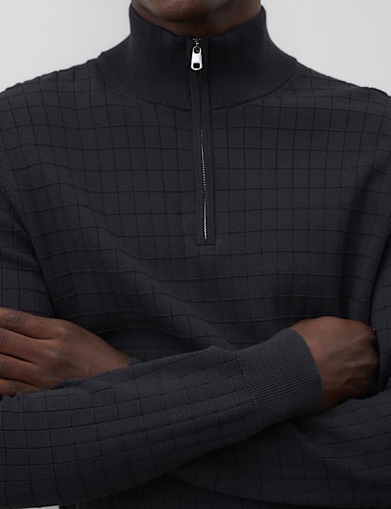 Performance Checked Texture Half Zip Jumper