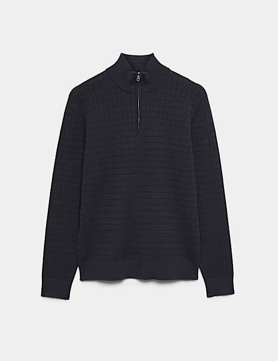Performance Checked Texture Half Zip Jumper