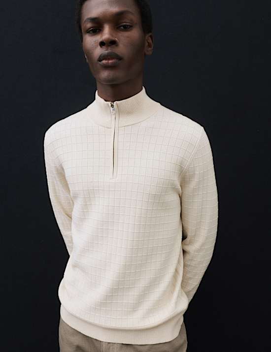Performance Checked Texture Half Zip Jumper