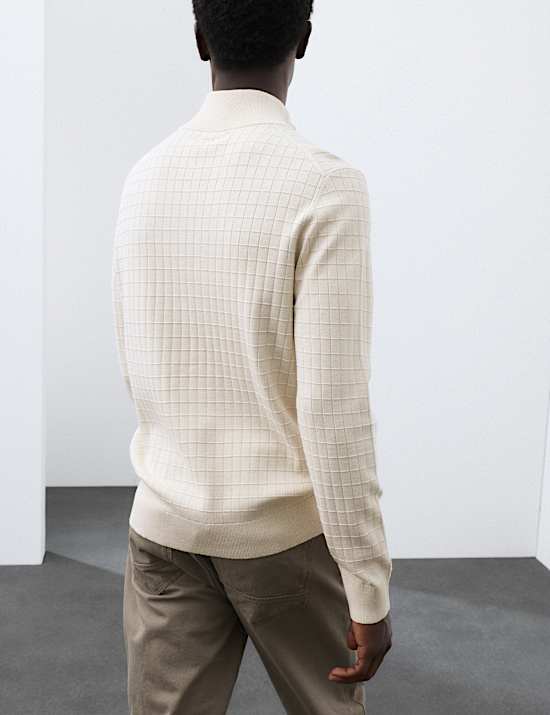 Performance Checked Texture Half Zip Jumper