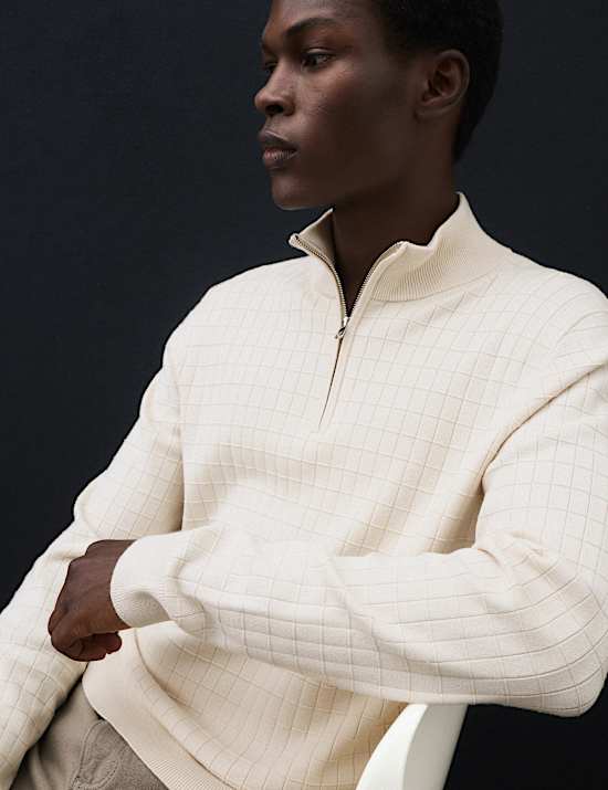Performance Checked Texture Half Zip Jumper