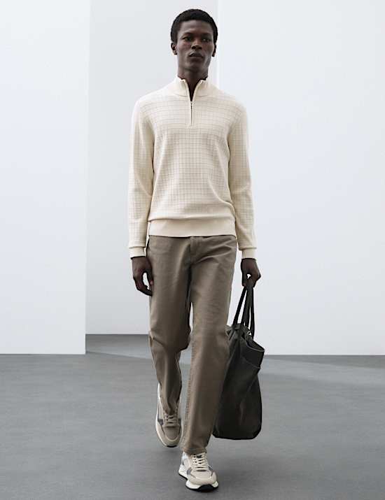 Performance Checked Texture Half Zip Jumper