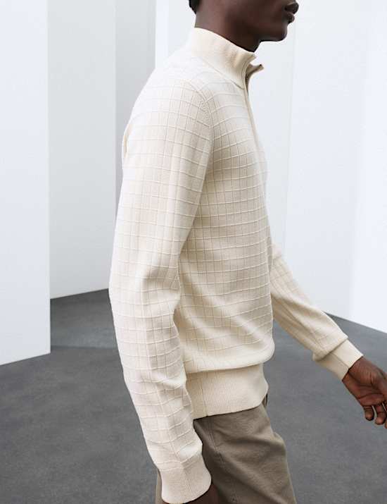 Performance Checked Texture Half Zip Jumper
