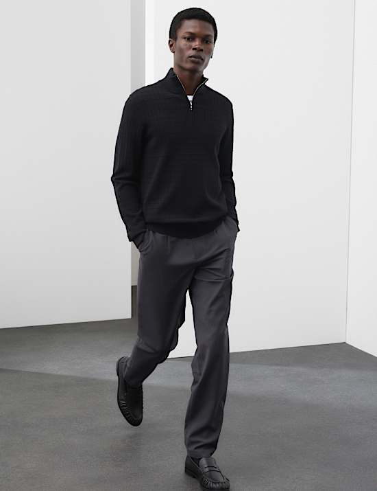 Performance Checked Texture Half Zip Jumper