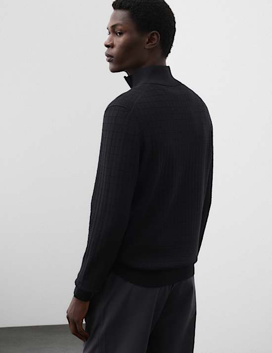 Performance Checked Texture Half Zip Jumper