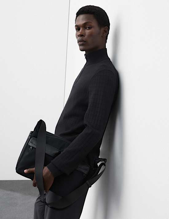 Performance Checked Texture Half Zip Jumper