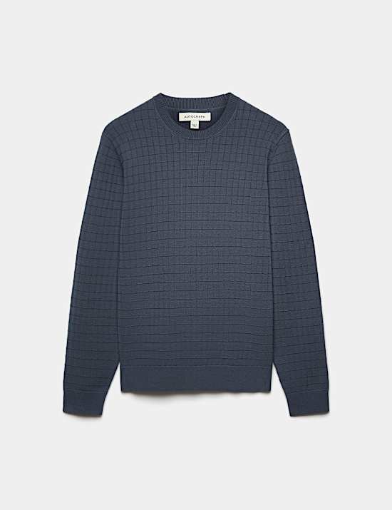 Performance Checked Textured Knitted Jumper
