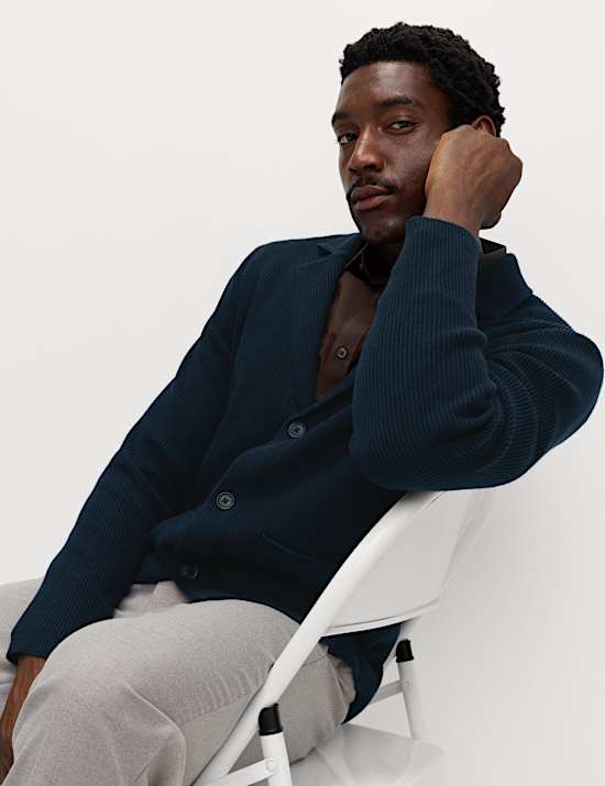 Blazer de punto de algodón con cuello cubano