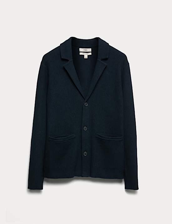 Blazer de punto de algodón con cuello cubano