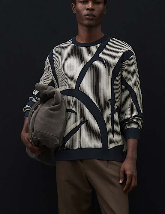 Oversized Fit Abstract Floral Crew Neck Jumper