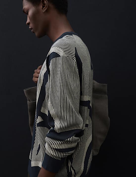 Oversized Fit Abstract Floral Crew Neck Jumper