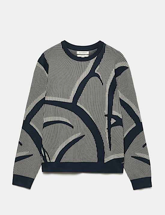 Oversized Fit Abstract Floral Crew Neck Jumper