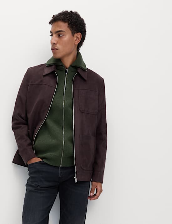 Pull en maille milano de coton mélangé à fermeture zippée