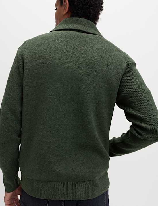 Pull en maille milano de coton mélangé à fermeture zippée