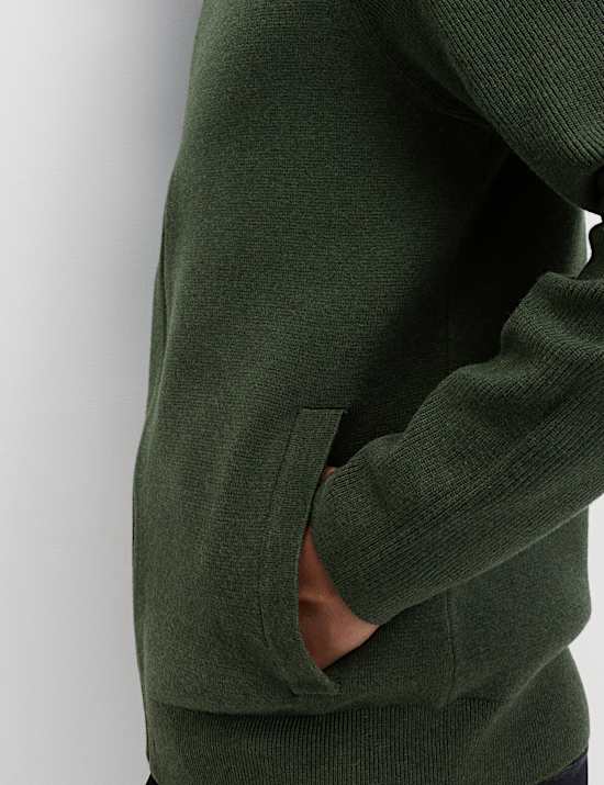 Pull en maille milano de coton mélangé à fermeture zippée