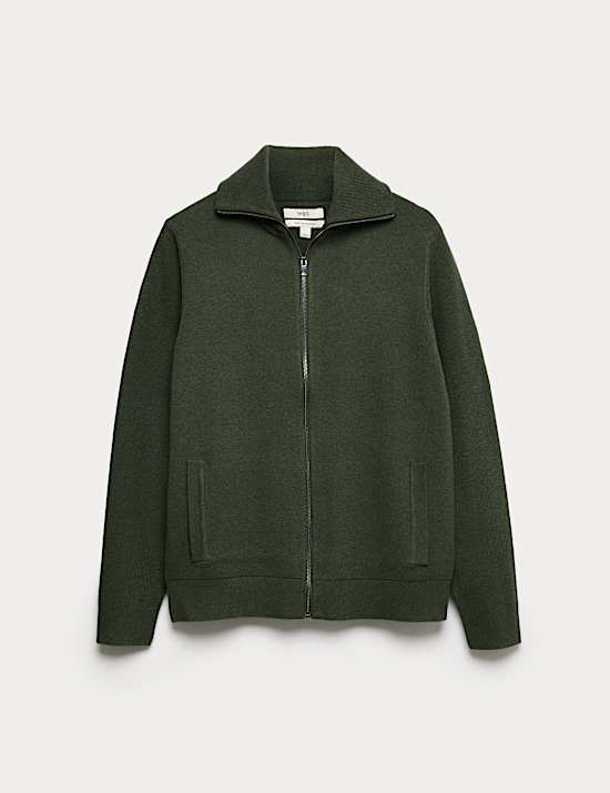 Pull en maille milano de coton mélangé à fermeture zippée