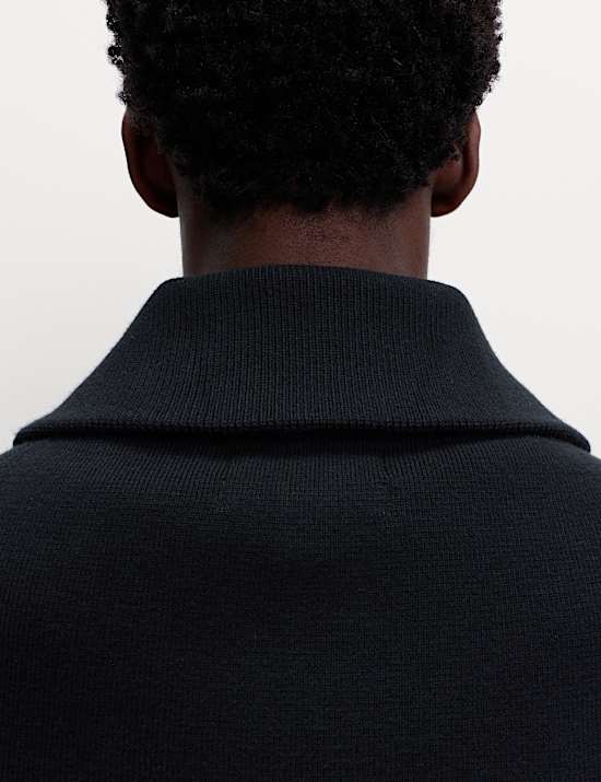 Cotton Blend Milano-Knit Zip Up Jumper