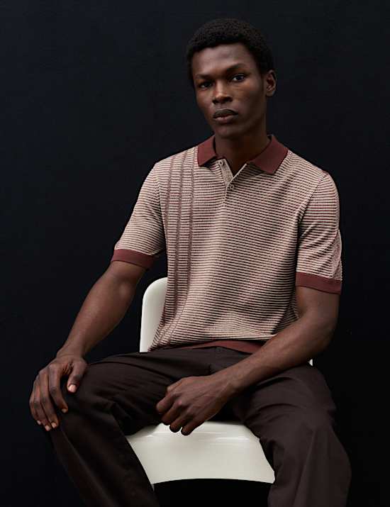 Regular Fit Pure Cotton Knitted Polo Shirt