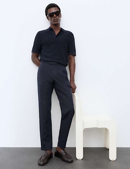 Pure Cotton Wavy Textured Polo Shirt