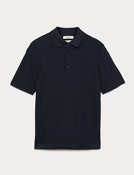 Pure Cotton Wavy Textured Polo Shirt