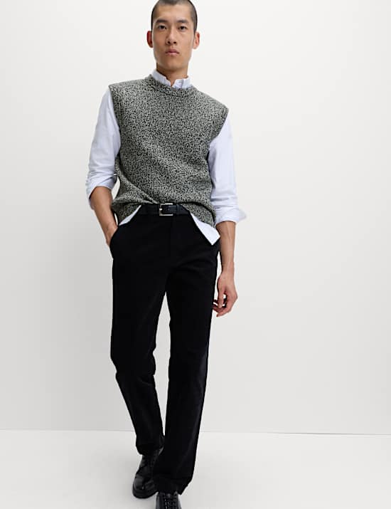 Cotton Blend Crew Neck Knitted Vest