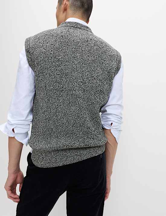 Cotton Blend Crew Neck Knitted Vest