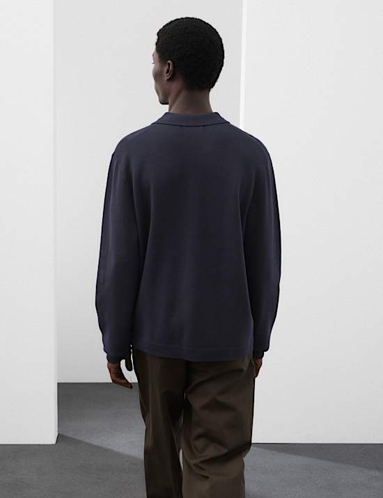 Long Sleeve Knitted Polo Shirt