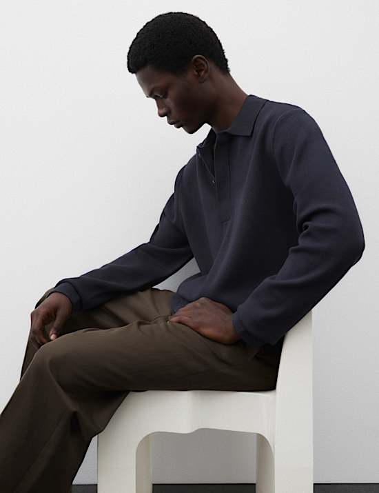 Long Sleeve Knitted Polo Shirt