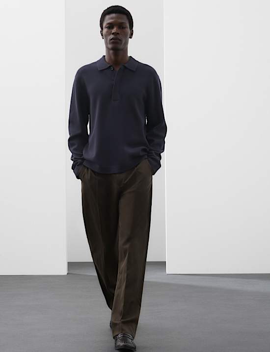 Long Sleeve Knitted Polo Shirt