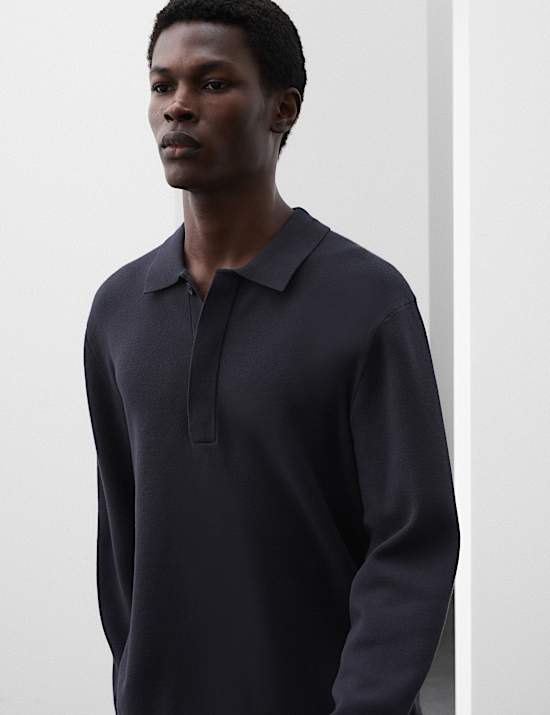 Long Sleeve Knitted Polo Shirt