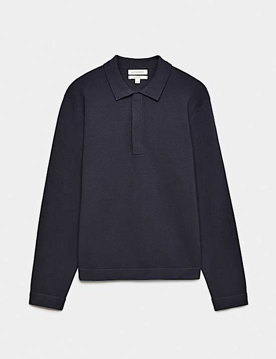 Long Sleeve Knitted Polo Shirt
