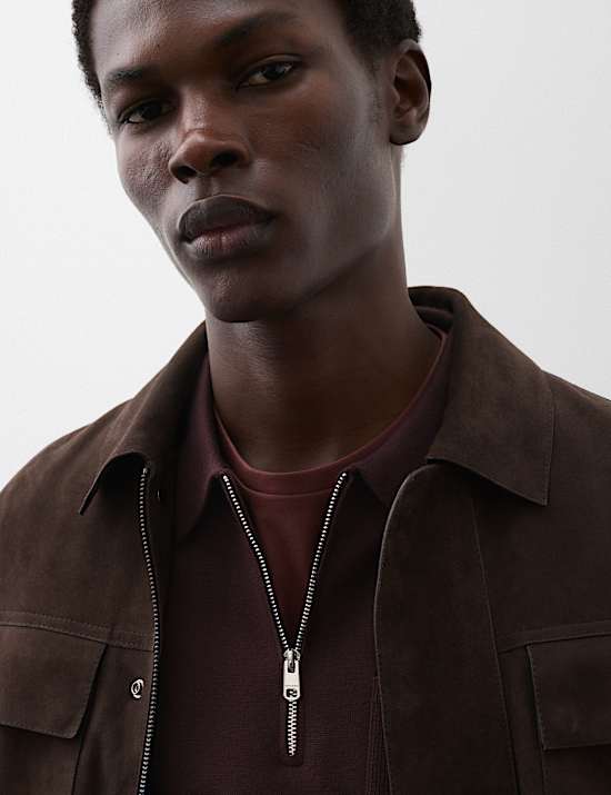 Half Zip Ribbed Long Sleeve Knitted Polo Shirt