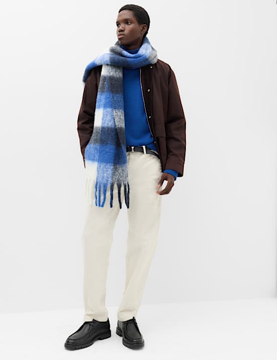 Wool Blend Ribbed Funnel Neck Jumper