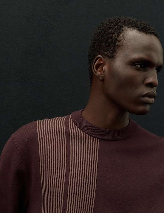 Abstract Linear Rib Crew Neck Jumper