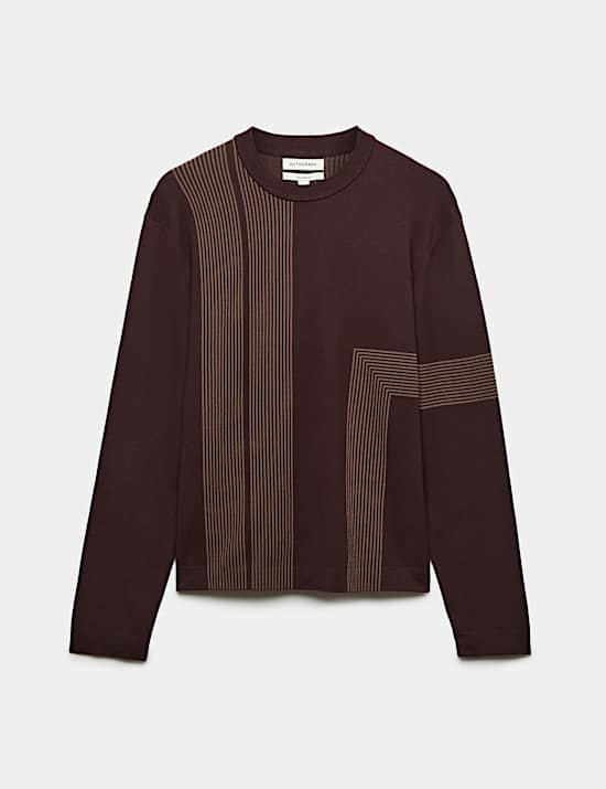 Abstract Linear Rib Crew Neck Jumper