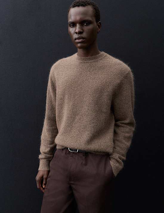 Merino Wool Blend Crew Neck Relaxed Jumper