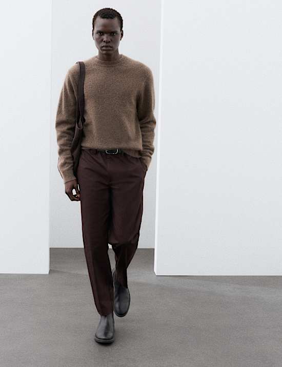 Merino Wool Blend Crew Neck Relaxed Jumper