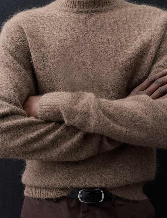 Merino Wool Blend Crew Neck Relaxed Jumper