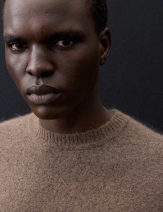 Merino Wool Blend Crew Neck Relaxed Jumper