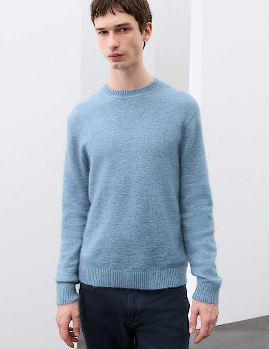 Merino Wool Blend Crew Neck Relaxed Jumper