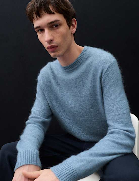 Merino Wool Blend Crew Neck Relaxed Jumper