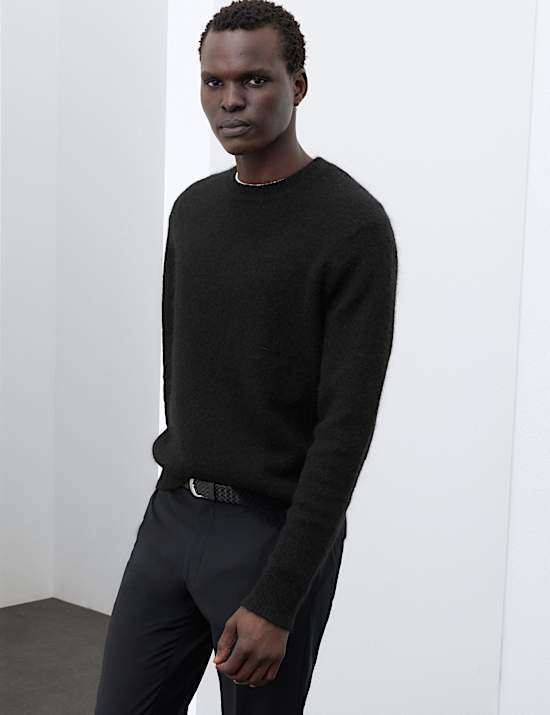 Merino Wool Blend Crew Neck Relaxed Jumper