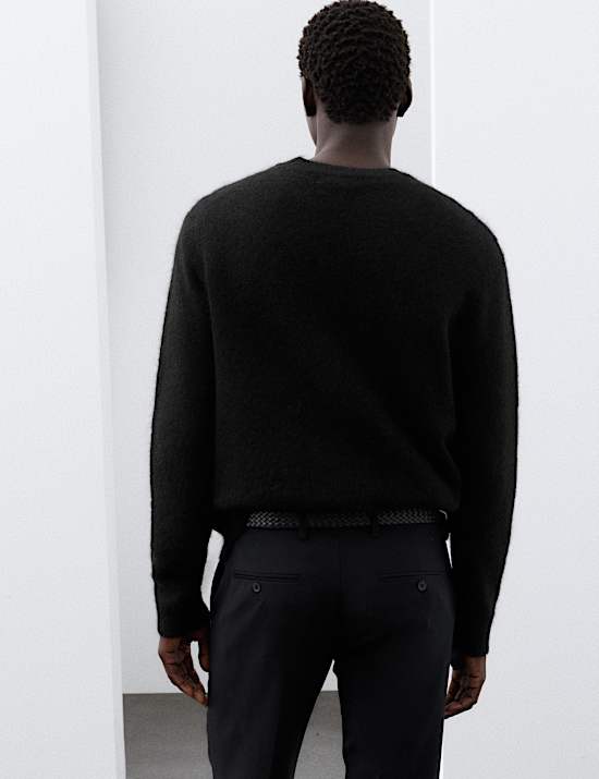 Merino Wool Blend Crew Neck Relaxed Jumper