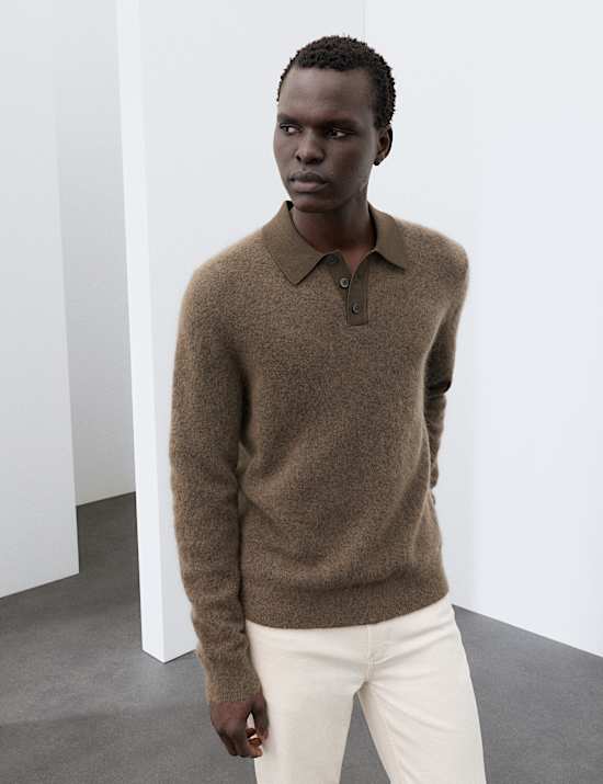 Mohair Wool Blend Knitted Polo Shirt