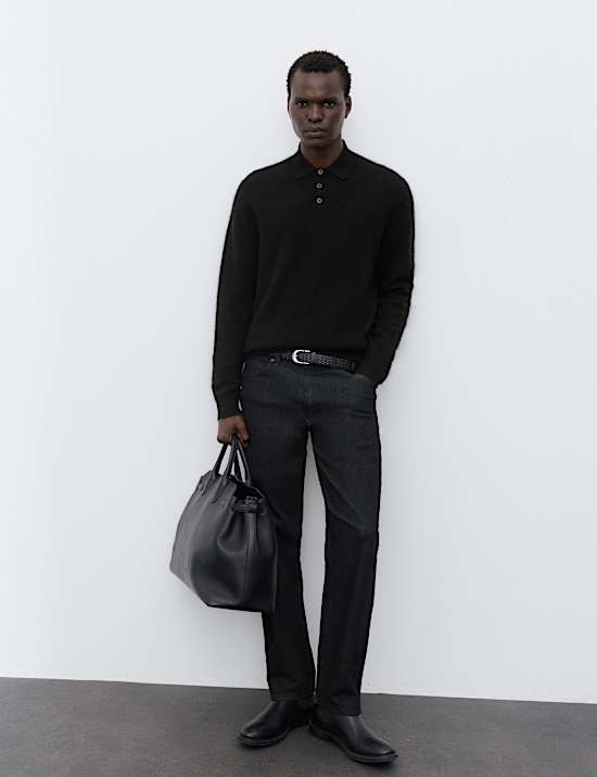 Mohair Wool Blend Knitted Polo Shirt