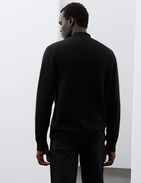 Mohair Wool Blend Knitted Polo Shirt