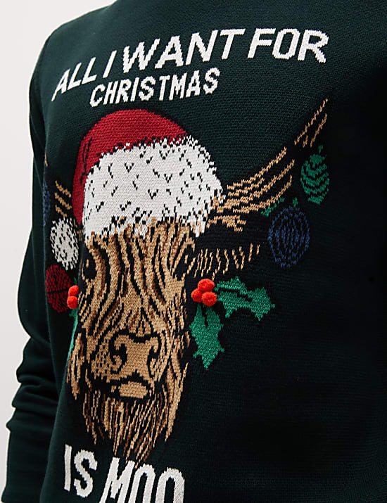 Jersey navideño 100% algodón de escote cerrado