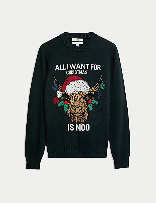 Jersey navideño 100% algodón de escote cerrado